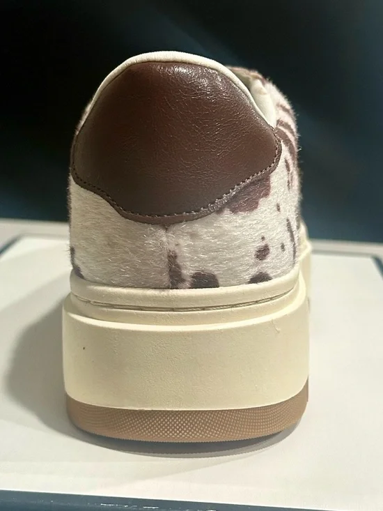 Steve Madden Brown and Cream Cow-Print Platform Sneakers - Picture 3 of 5